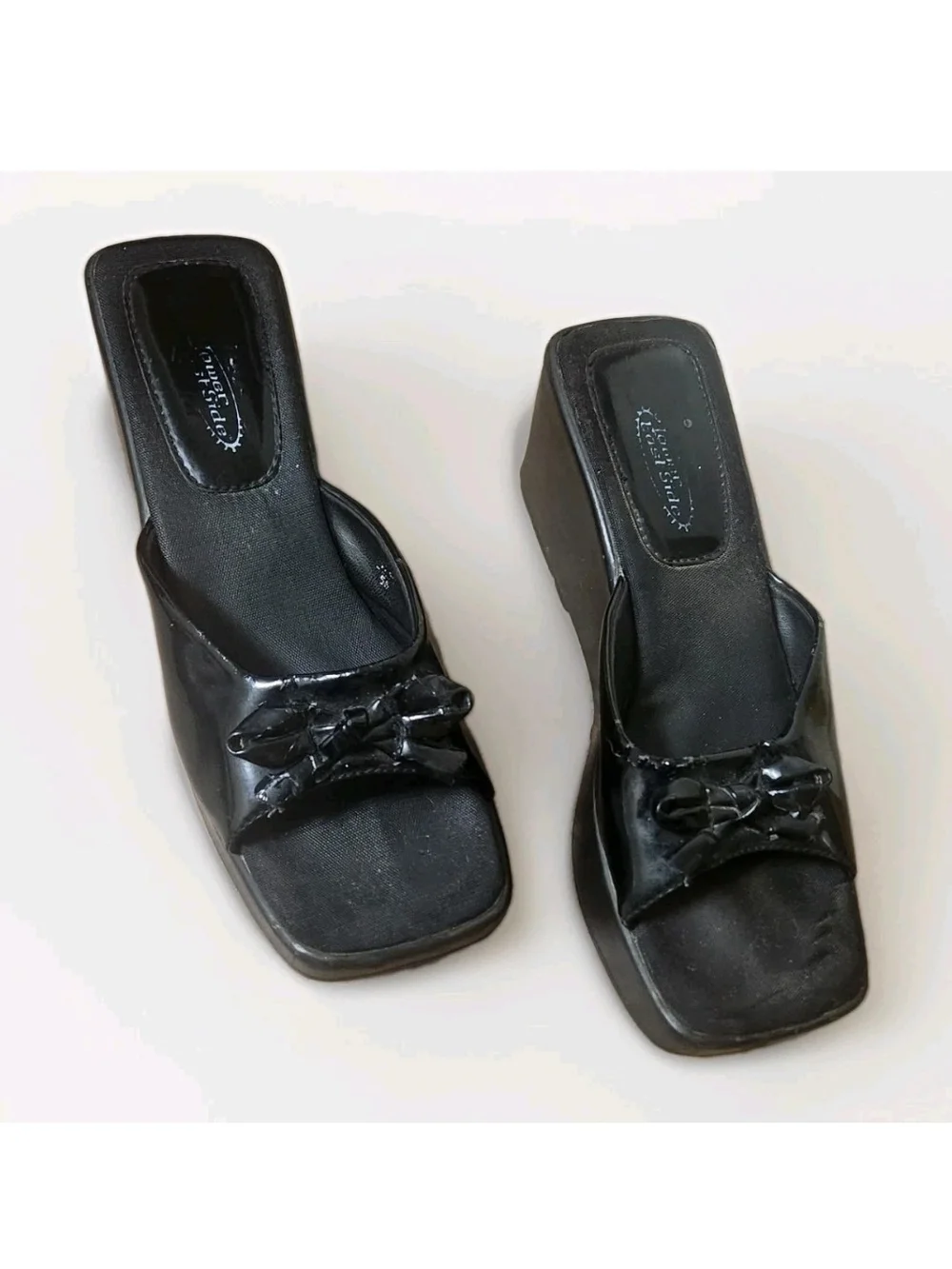 VTG 90s Y2K Lower East Side Slide Sandals 5.5 Bow Wedge Platform Chunky RARE